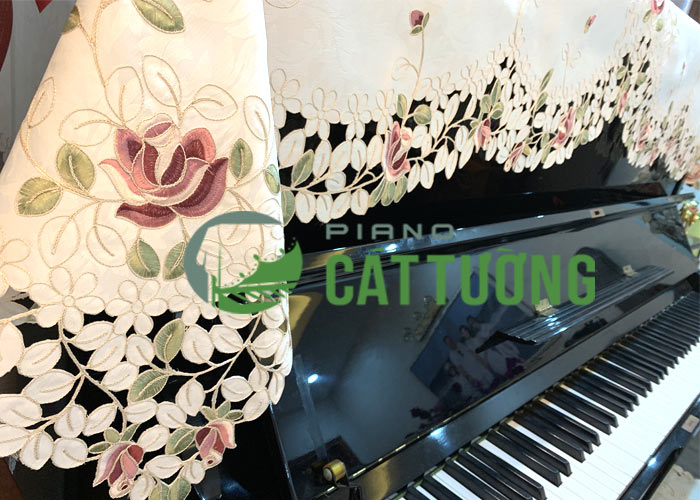 khăn phủ đàn piano thêu hoa TULIP tuyệt đẹp